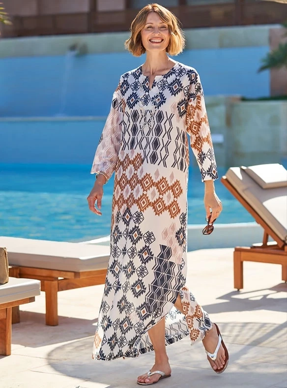 Kaftan en coton et soie