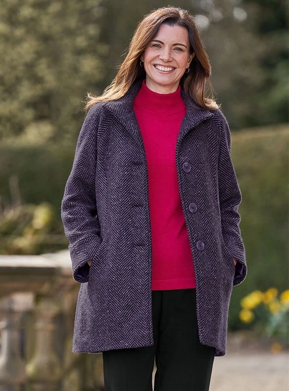 Manteau boutonné à chevrons
