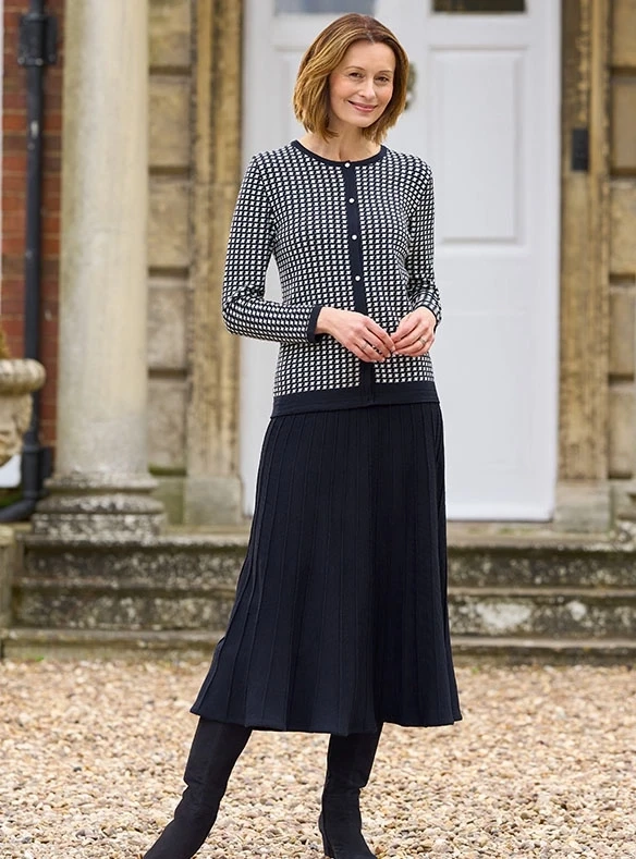 Cardigan jacquard en mérinos