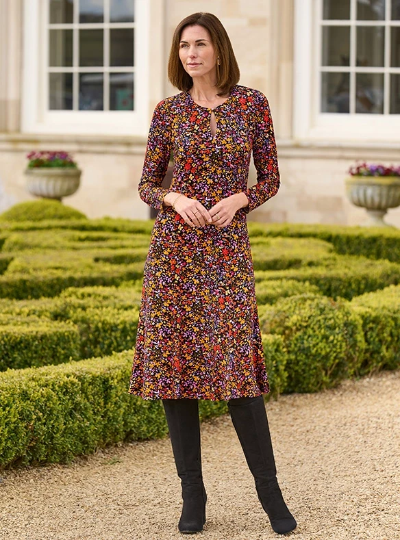 Robe d'hiver fleurie à ouverture goutte