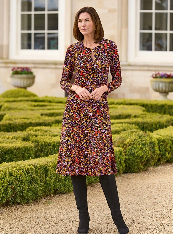 Robe d'hiver fleurie à ouverture goutte