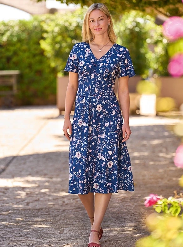 Robe chic en crêpe imprimé