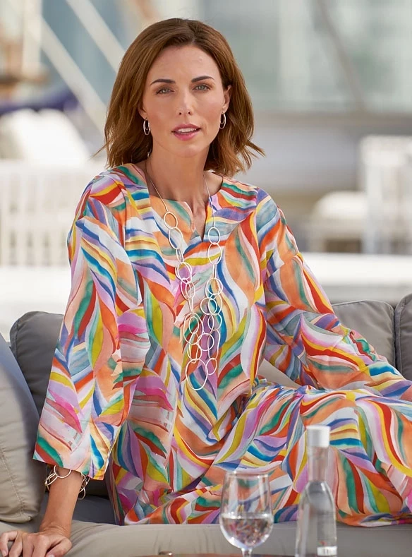 Superbe kaftan en coton et soie
