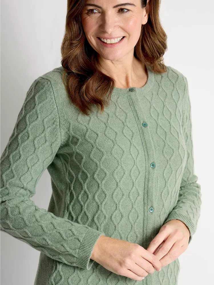 Cardigan torsadé en laine d'agneau