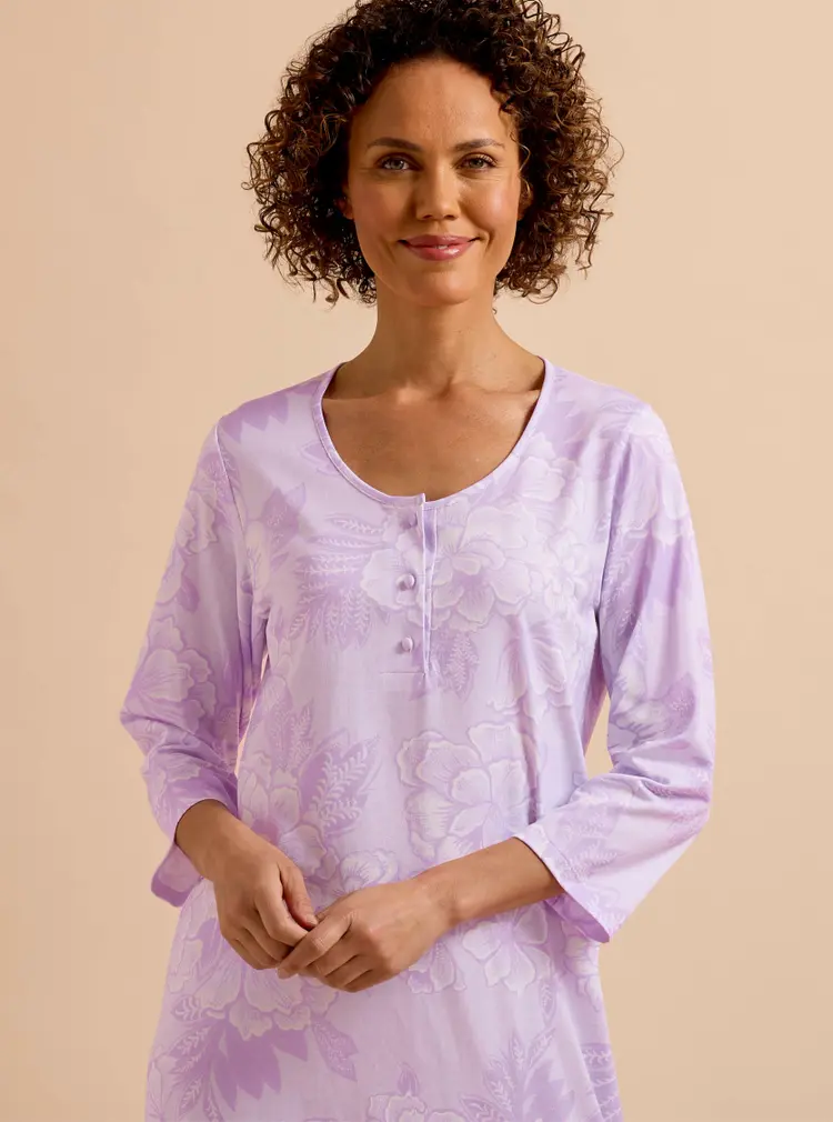 Chemise de nuit boutonnée en jersey de coton