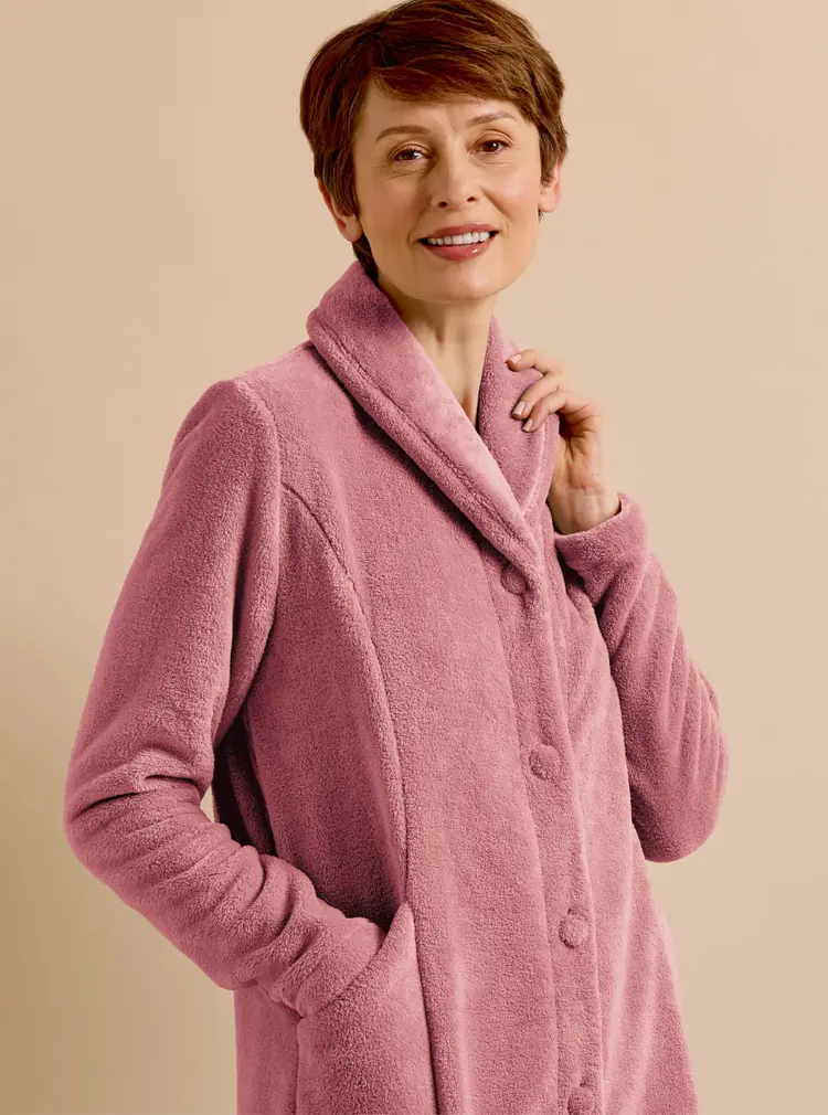 Robe de chambre boutonnée en polaire