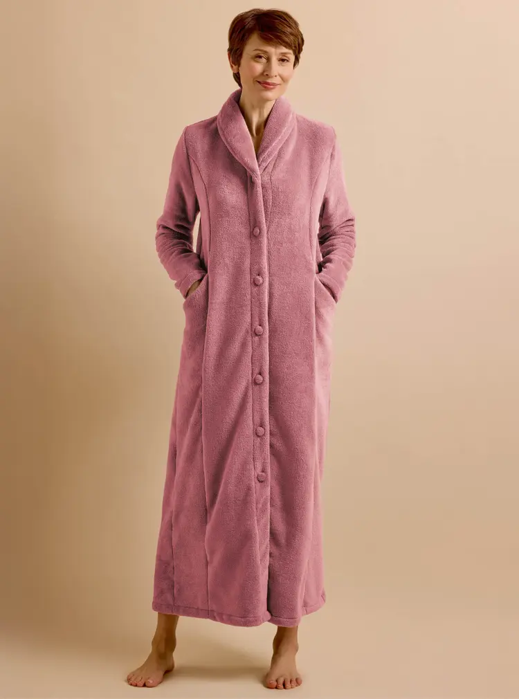 Robe de chambre boutonnée en polaire