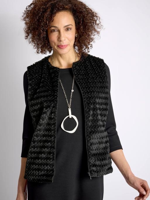 Faux fur curly vest hot sale